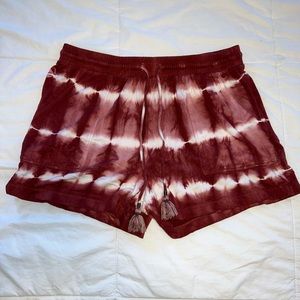 KNOX ROSE red and white tie dye shorts